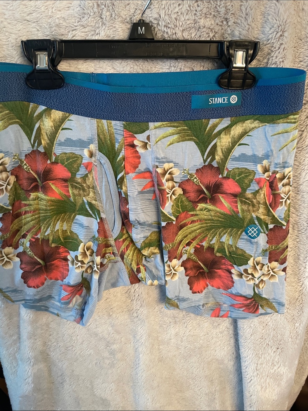 Stance Blue Boxer Briefs with Red Floral Print